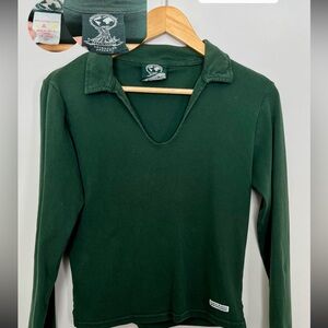 Vintage Deep Green Long Sleeve Top